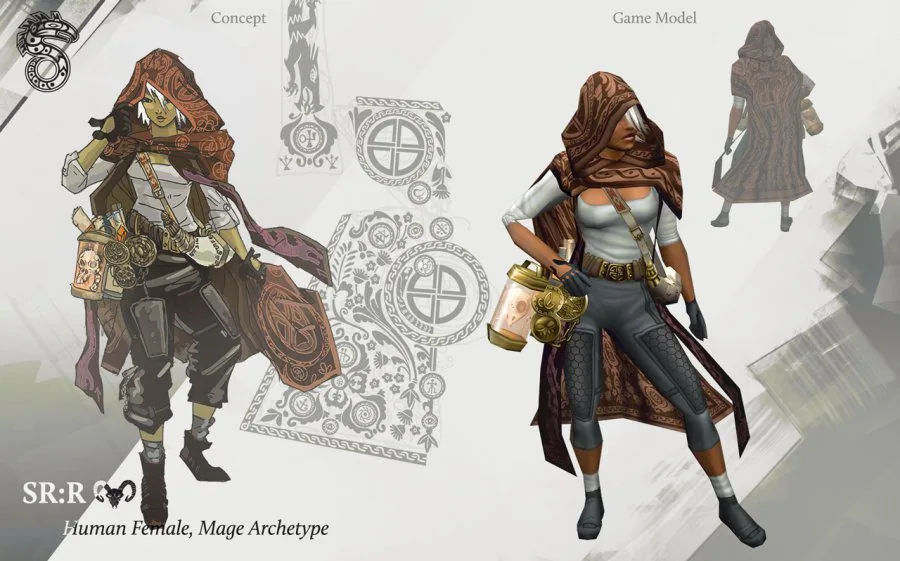 shadowrun returns concept art human female mage achetype arquétipo humana maga